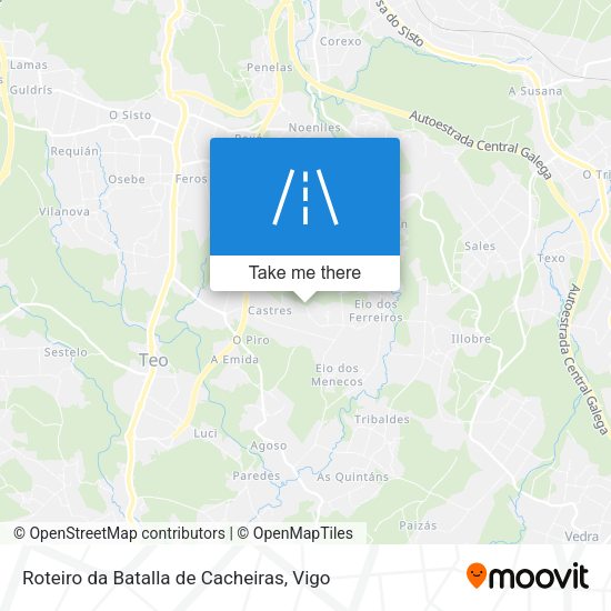 Roteiro da Batalla de Cacheiras map