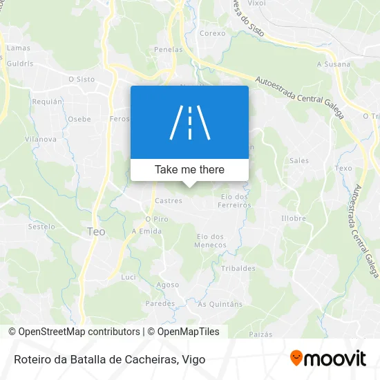 Roteiro da Batalla de Cacheiras map