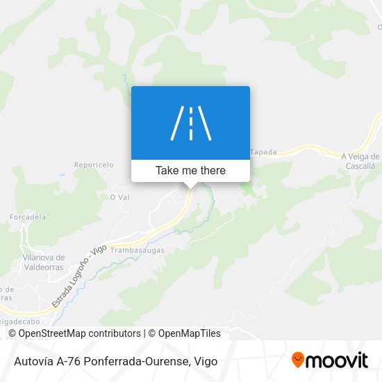 Autovía A-76 Ponferrada-Ourense map