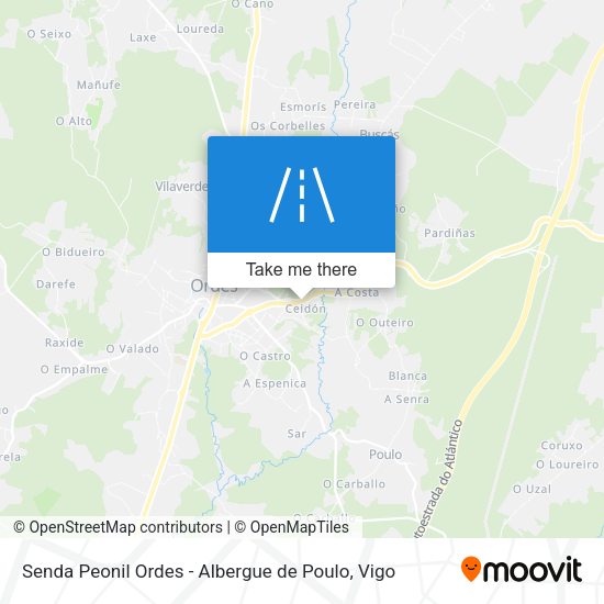 Senda Peonil Ordes - Albergue de Poulo map