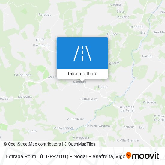 Estrada Roimil (Lu‐P‐2101) ‐ Nodar ‐ Anafreita map