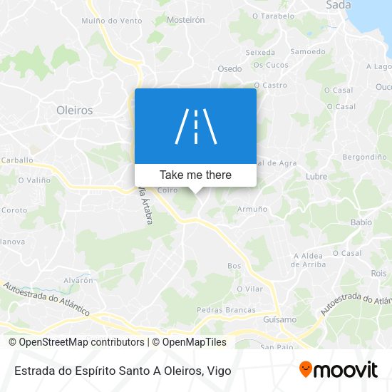 Estrada do Espírito Santo A Oleiros map