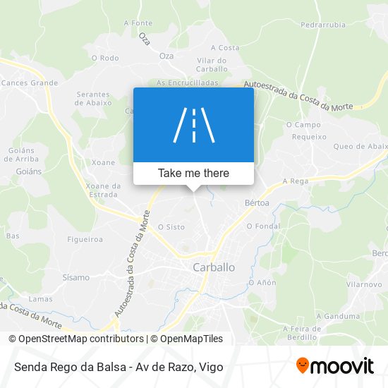 mapa Senda Rego da Balsa - Av de Razo