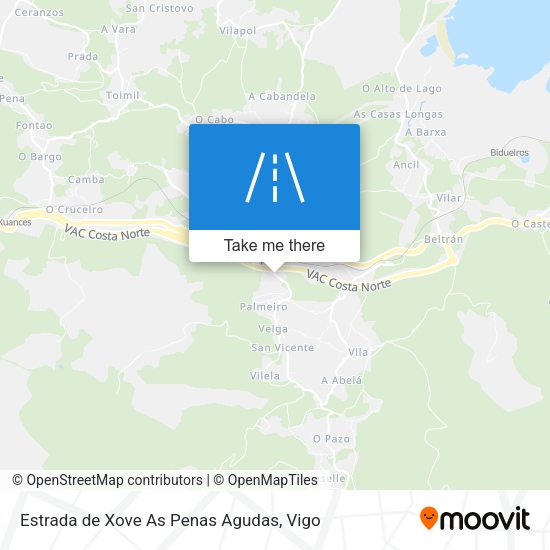 Estrada de Xove As Penas Agudas map