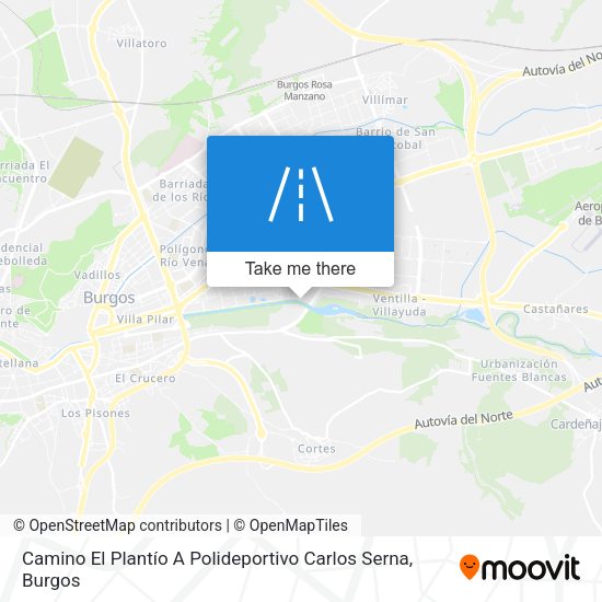 Camino El Plantío A Polideportivo Carlos Serna map