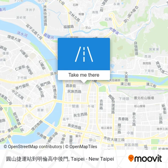 圓山捷運站到明倫高中後門 map