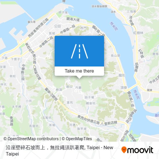 沿崖壁碎石坡而上，無拉繩須趴著爬 map