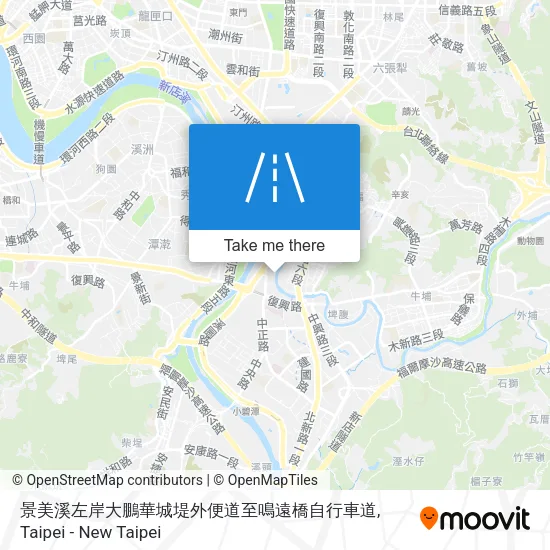 景美溪左岸大鵬華城堤外便道至鳴遠橋自行車道 map