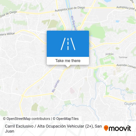 Carril Exclusivo / Alta Ocupación Vehicular (2+) map