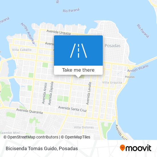 Bicisenda Tomás Guido map