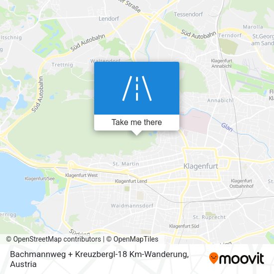 Bachmannweg + Kreuzbergl-18 Km-Wanderung map