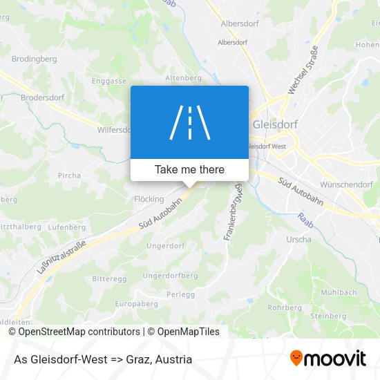As Gleisdorf-West => Graz map