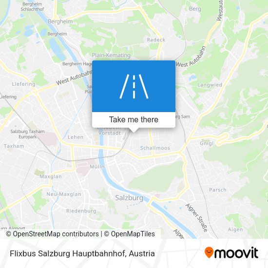 Flixbus Salzburg Hauptbahnhof map
