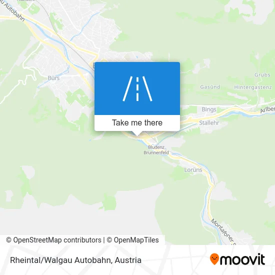 Rheintal/Walgau Autobahn map