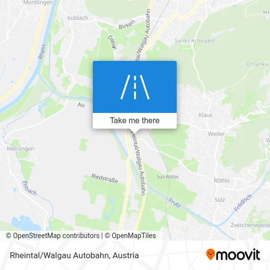 Rheintal/Walgau Autobahn map
