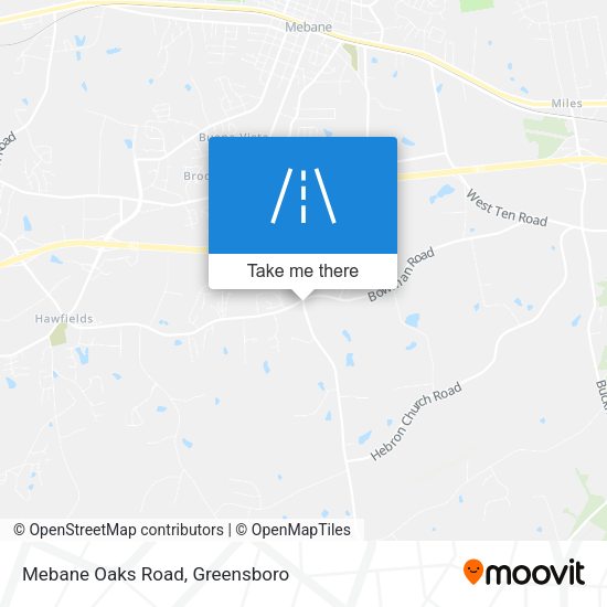 Mebane Oaks Road map