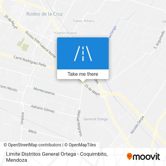 Mapa de Límite Distritos General Ortega - Coquimbito