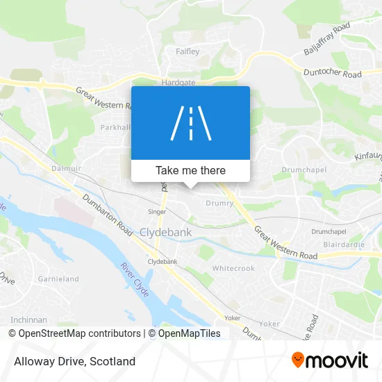 How to get to Alloway Drive, Clydebank by bus or train?