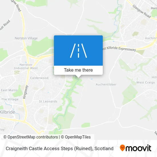Craigneith Castle Access Steps (Ruined) map
