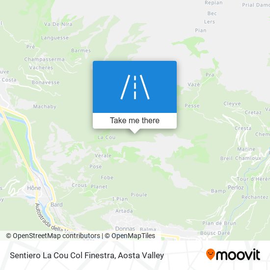 Sentiero La Cou Col Finestra map