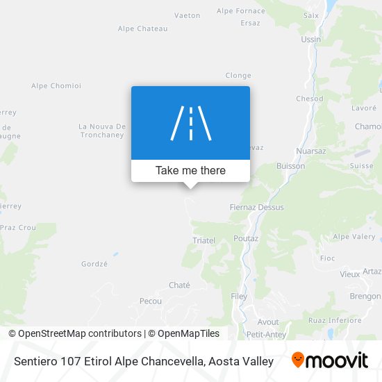 Sentiero 107 Etirol Alpe Chancevella map