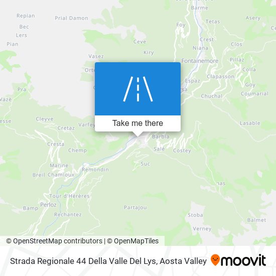 Strada Regionale 44 Della Valle Del Lys map