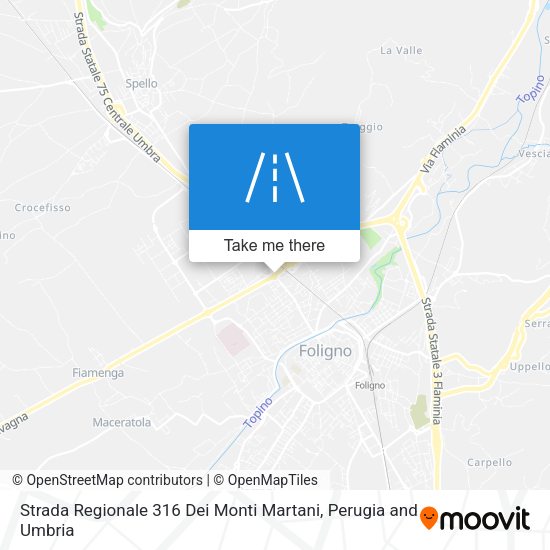 Strada Regionale 316 Dei Monti Martani map
