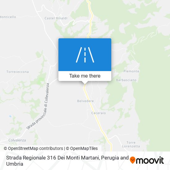 Strada Regionale 316 Dei Monti Martani map