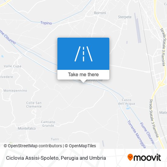 Ciclovia Assisi-Spoleto map