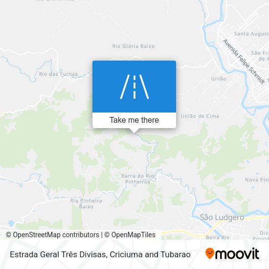 Estrada Geral Três Divisas map