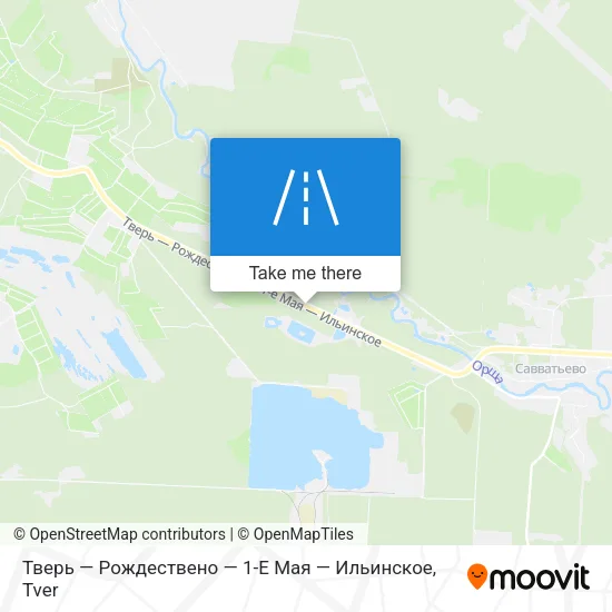 Тверь — Рождествено — 1-Е Мая — Ильинское map