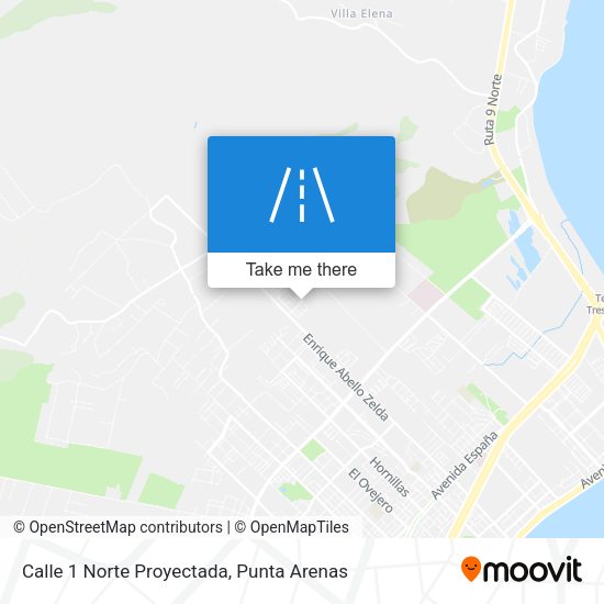 Mapa de Calle 1 Norte Proyectada