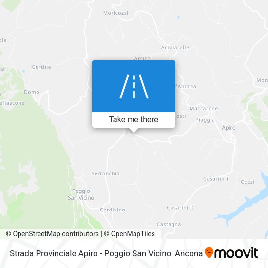 Strada Provinciale Apiro - Poggio San Vicino map