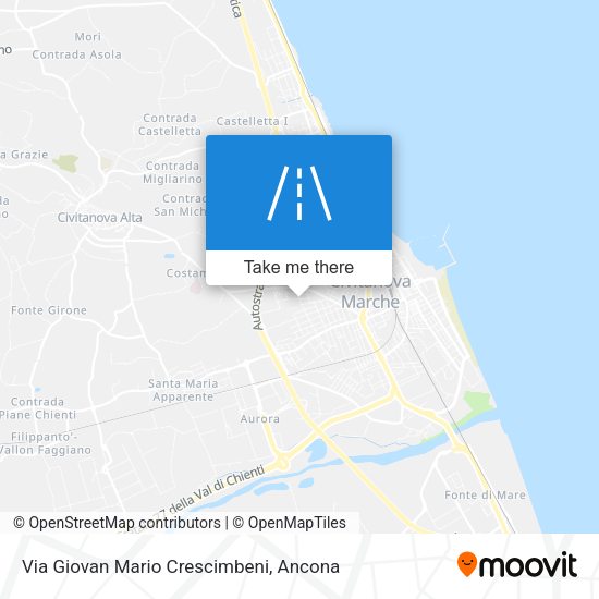 Via Giovan Mario Crescimbeni map