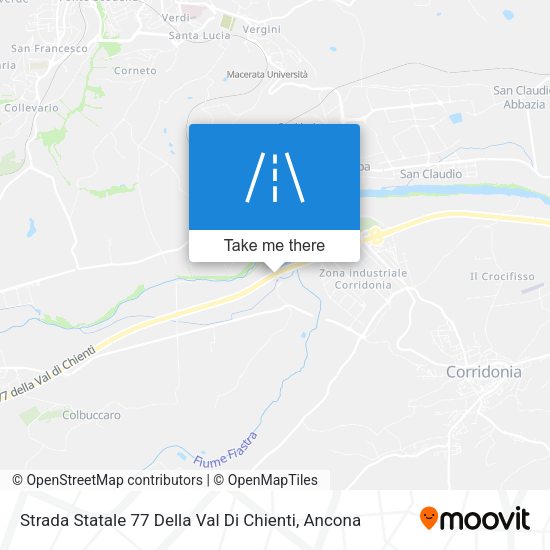 Strada Statale 77 Della Val Di Chienti map