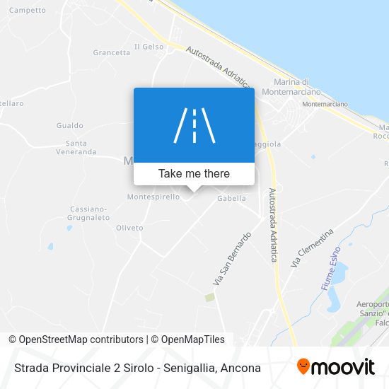 Strada Provinciale 2 Sirolo - Senigallia map