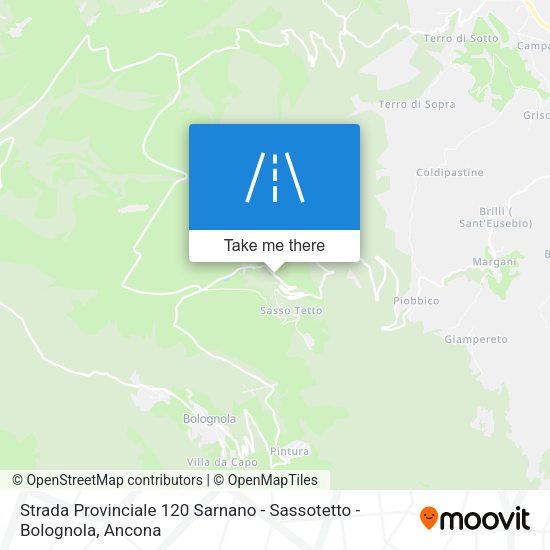 Strada Provinciale 120 Sarnano - Sassotetto - Bolognola map