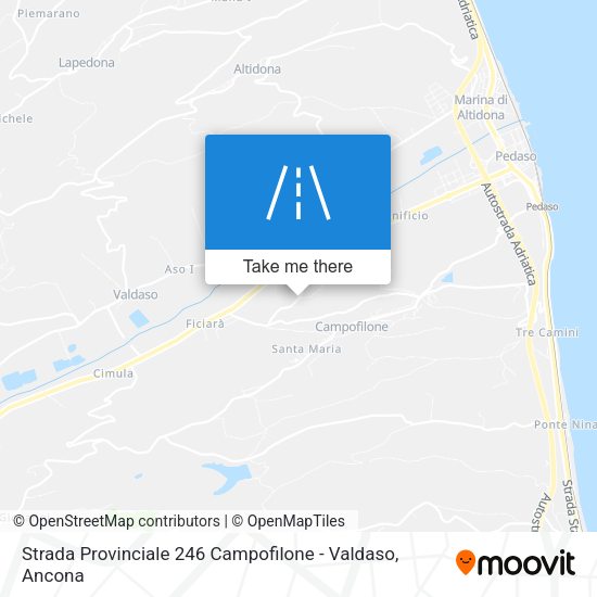 Strada Provinciale 246 Campofilone - Valdaso map