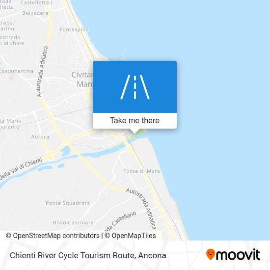 Chienti River Cycle Tourism Route map