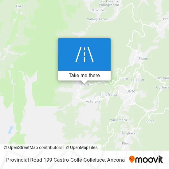 Provincial Road 199 Castro-Colle-Colleluce map
