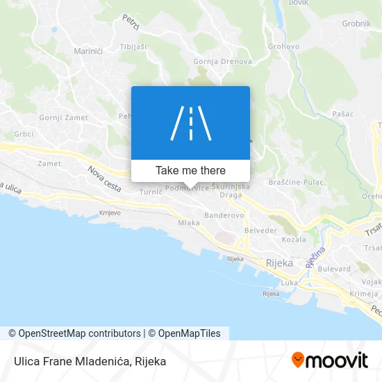 Ulica Frane Mladenića map