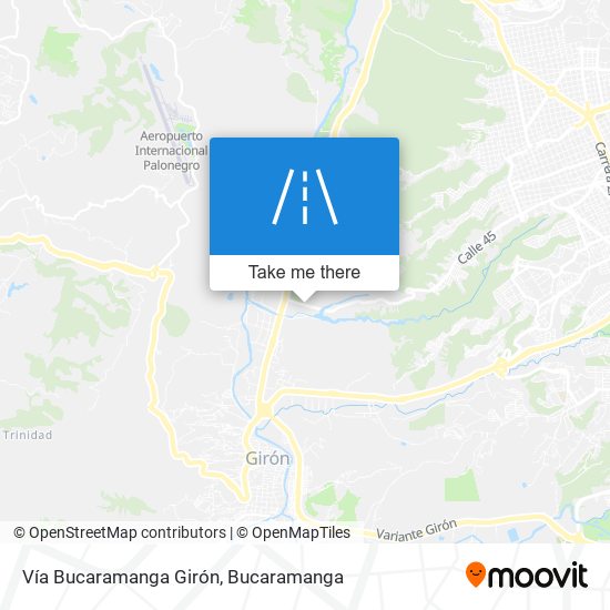 Vía Bucaramanga Girón map