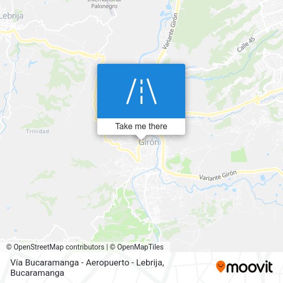 Vía Bucaramanga - Aeropuerto - Lebrija map