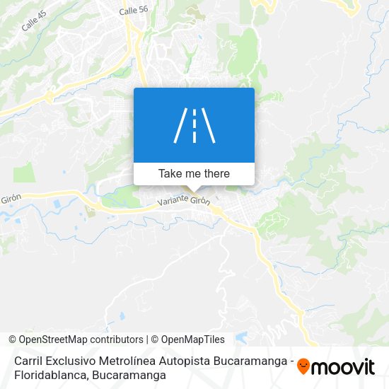 Carril Exclusivo Metrolínea Autopista Bucaramanga - Floridablanca map