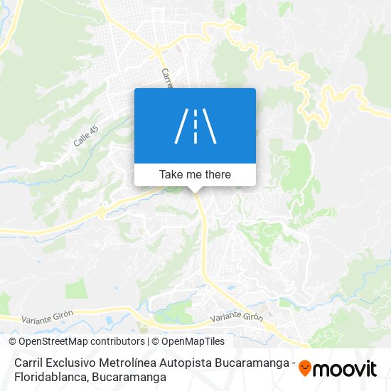 Carril Exclusivo Metrolínea Autopista Bucaramanga - Floridablanca map