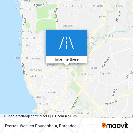 Everton Weekes Roundabout map