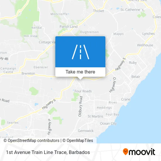 1st Avenue Train Line Trace map