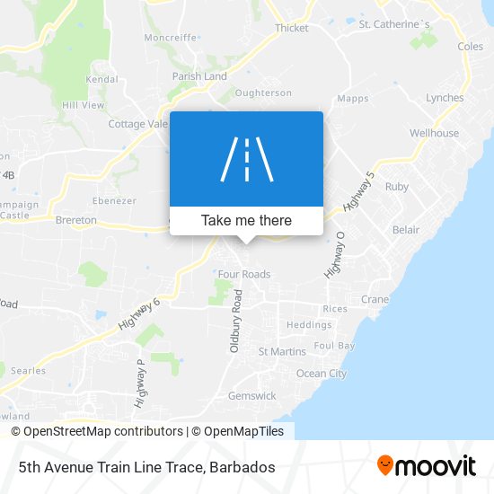 5th Avenue Train Line Trace map