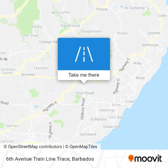 6th Avenue Train Line Trace map