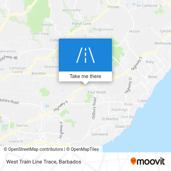 West Train Line Trace map